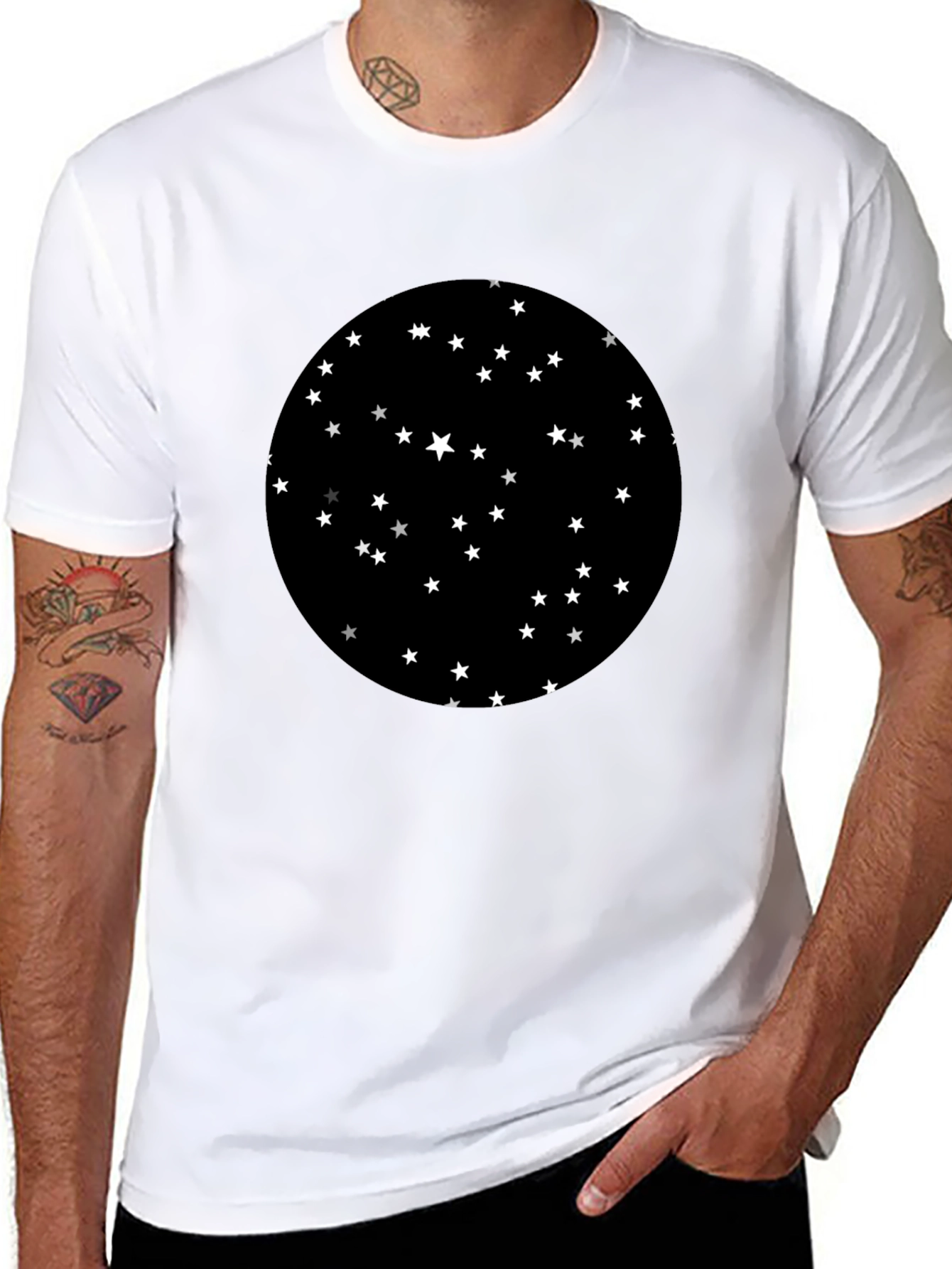 Starry Night Graphic Black T-Shirt