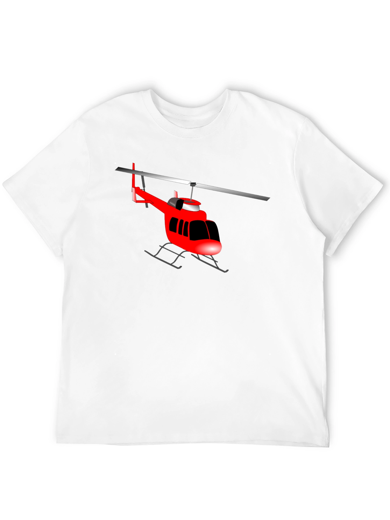 Red Helicopter Graphic T-Shirt - Classic Crew Neck
