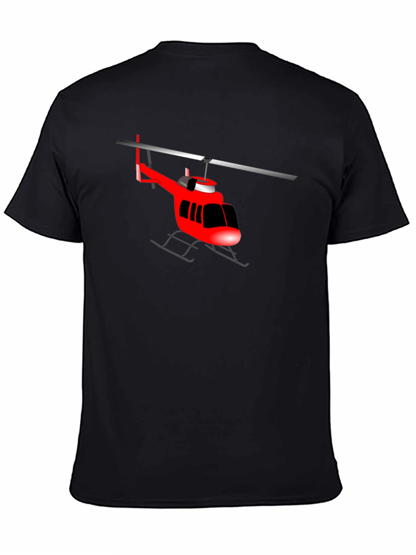 Red Helicopter Graphic T-Shirt - Classic Crew Neck