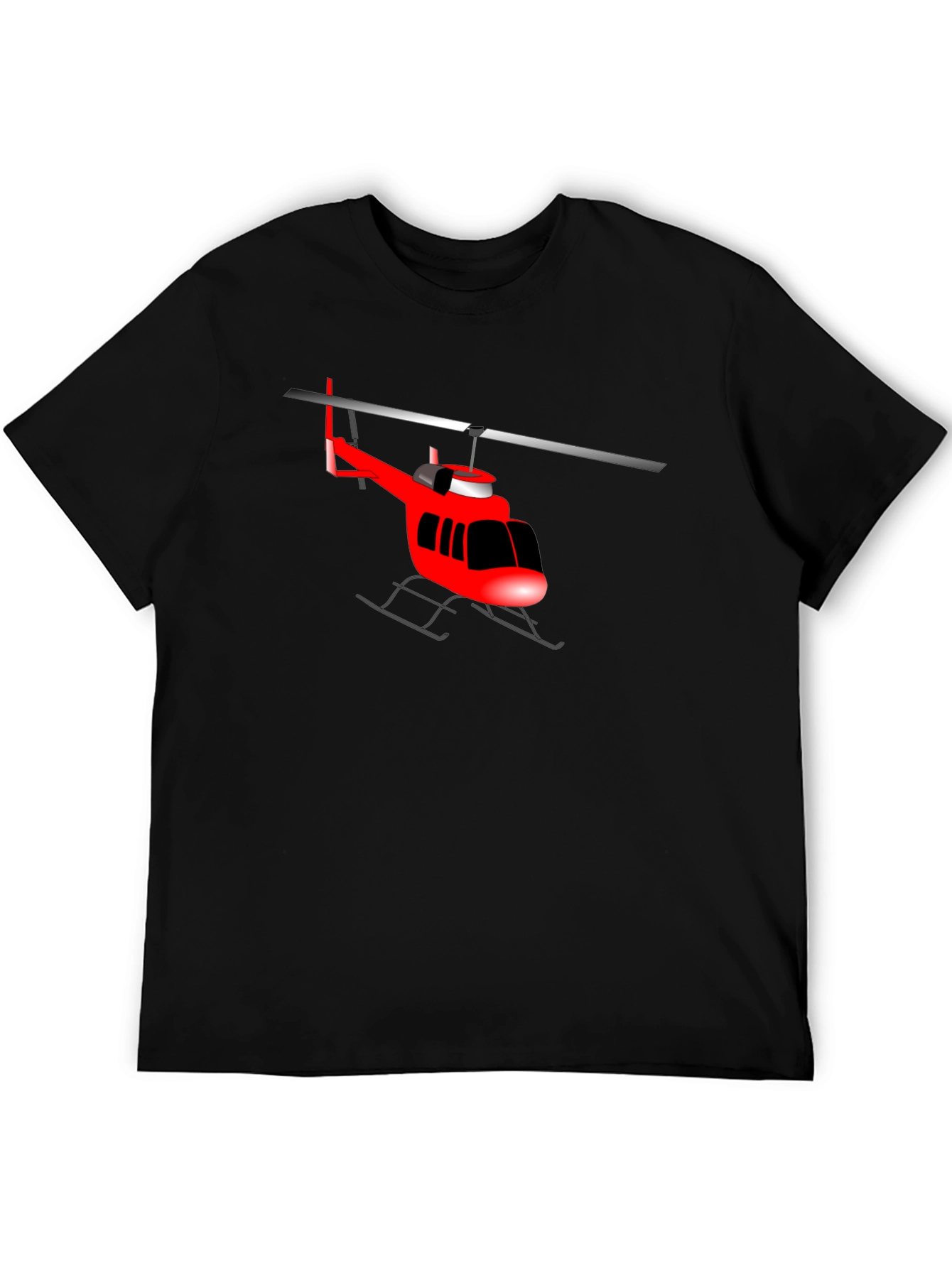 Red Helicopter Graphic T-Shirt - Classic Crew Neck