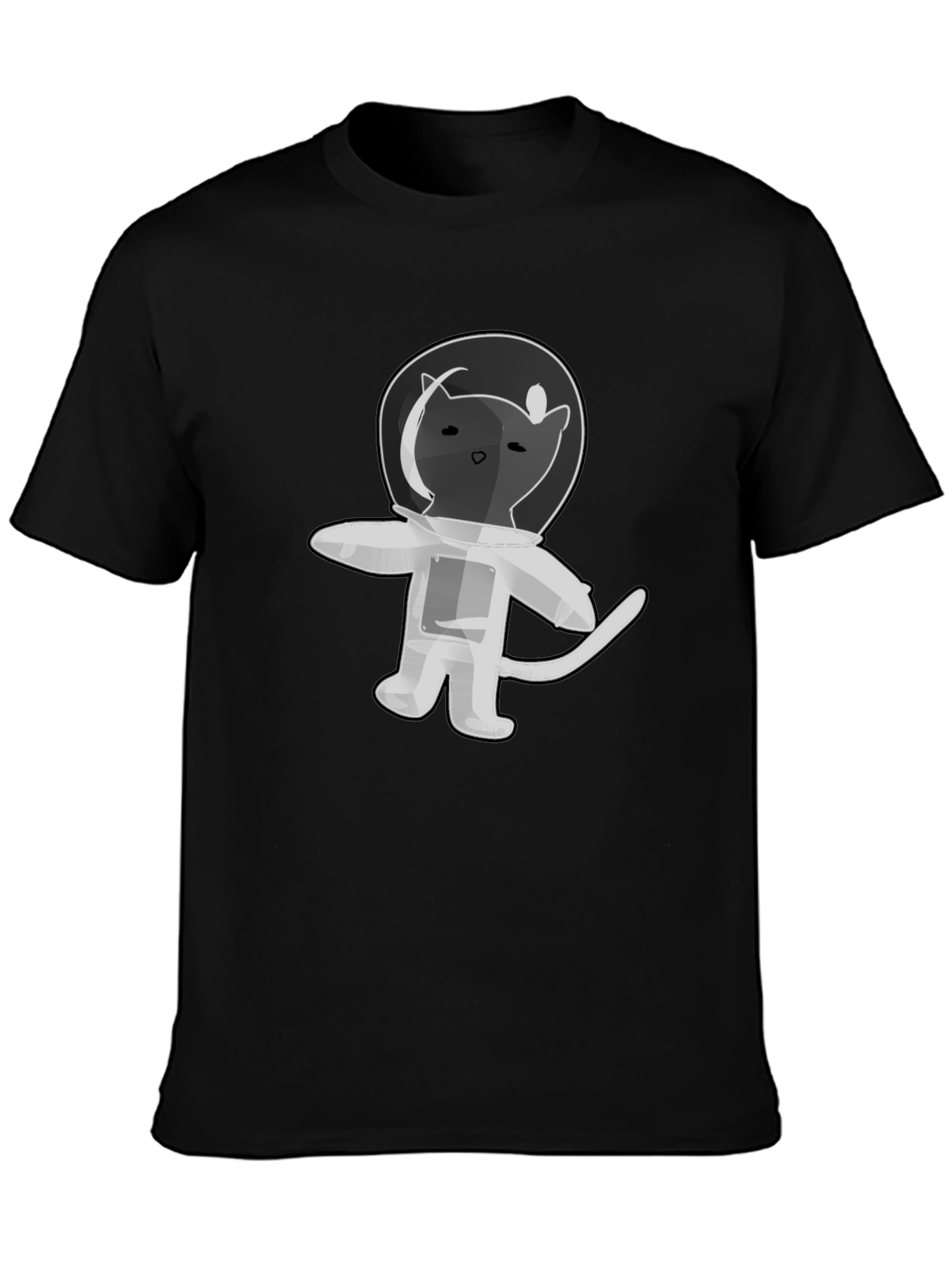 Astronaut Cat T-Shirt - Black Cotton Graphic Tee