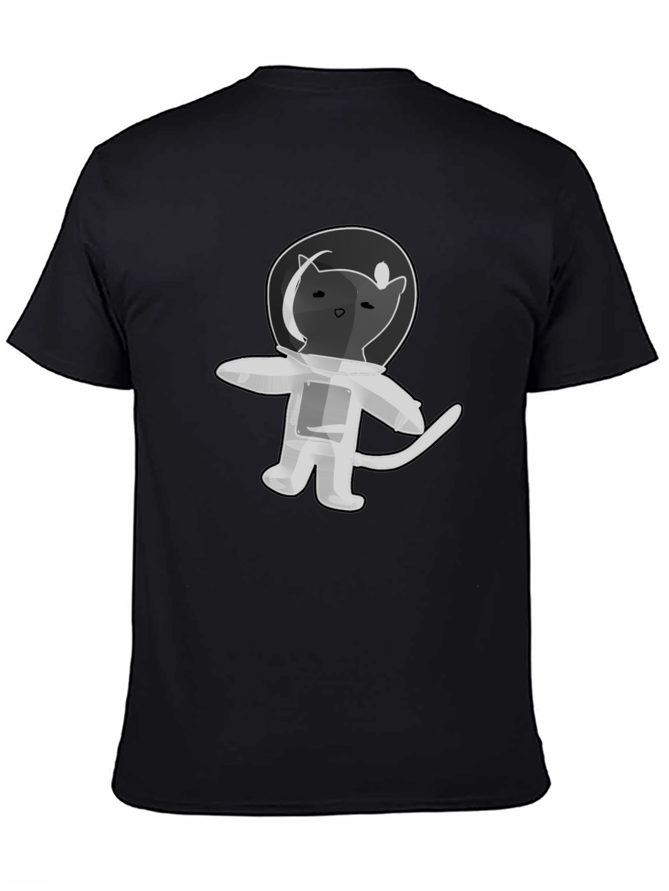 Astronaut Cat T-Shirt - Black Cotton Graphic Tee