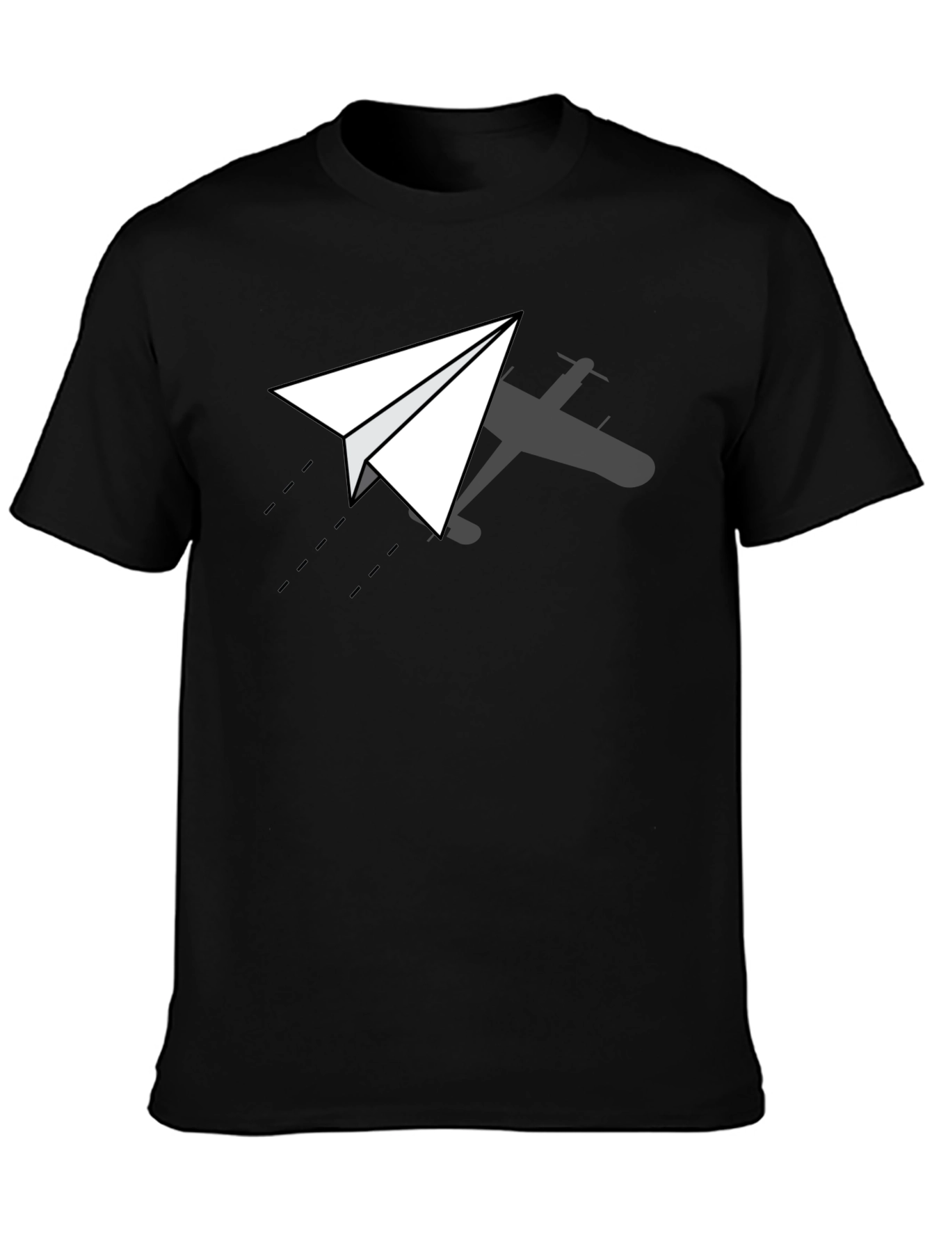 Paper Airplane Graphic Tee - Black T-Shirt