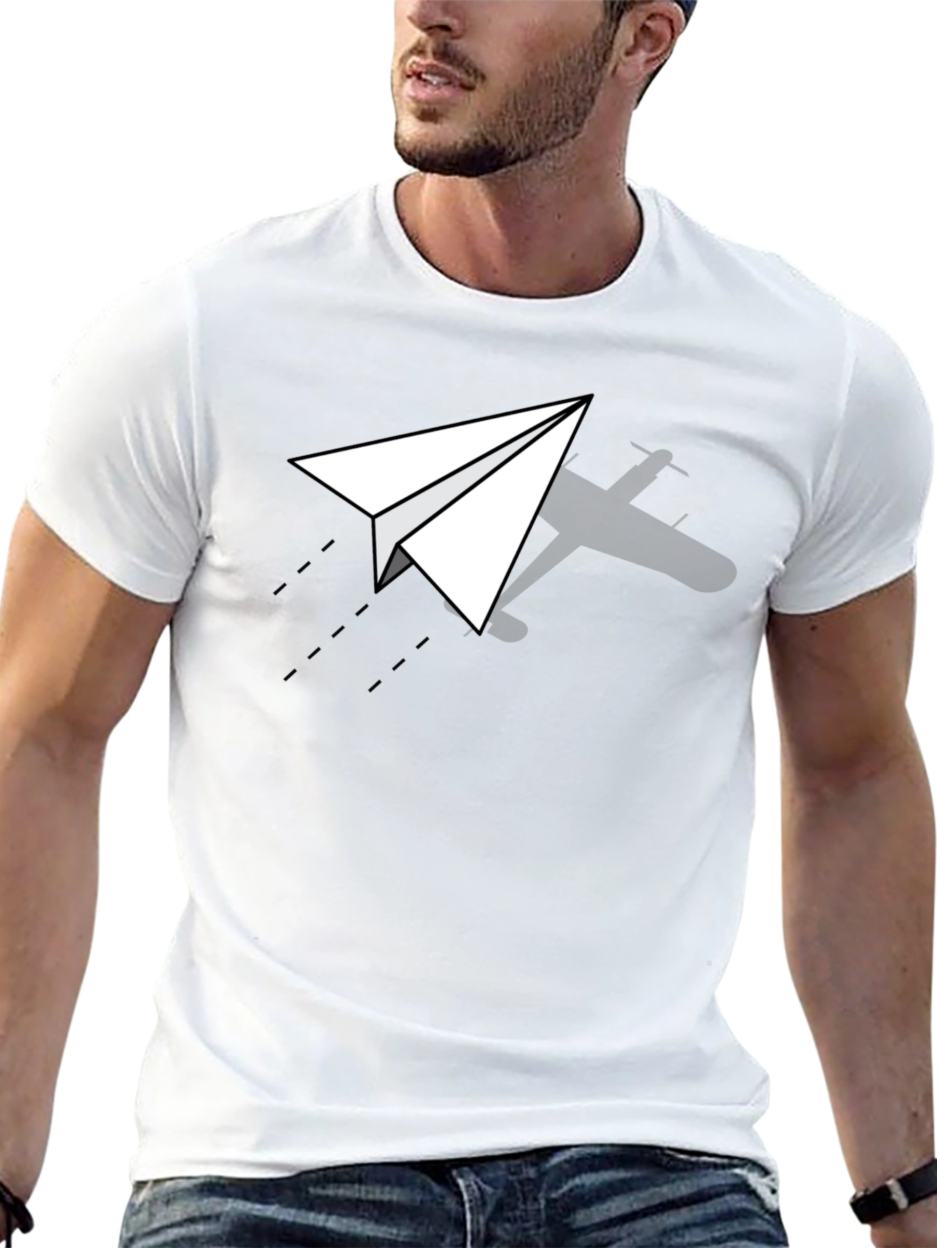 Paper Airplane Graphic Tee - Black T-Shirt