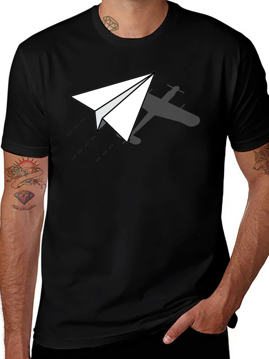 Paper Airplane Graphic Tee - Black T-Shirt