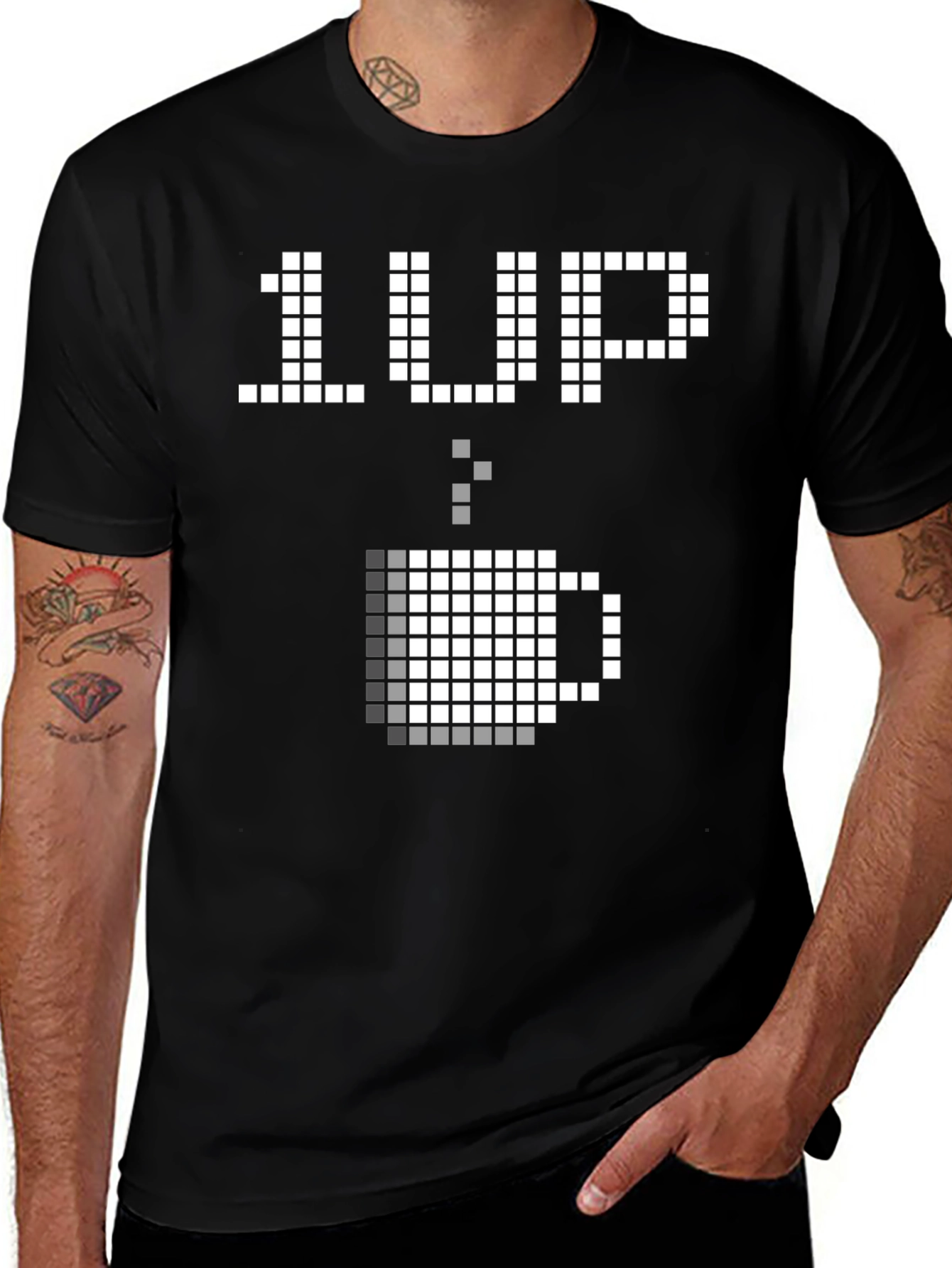 1 Up Coffee T-Shirt - Pixel Art Gamer Tee