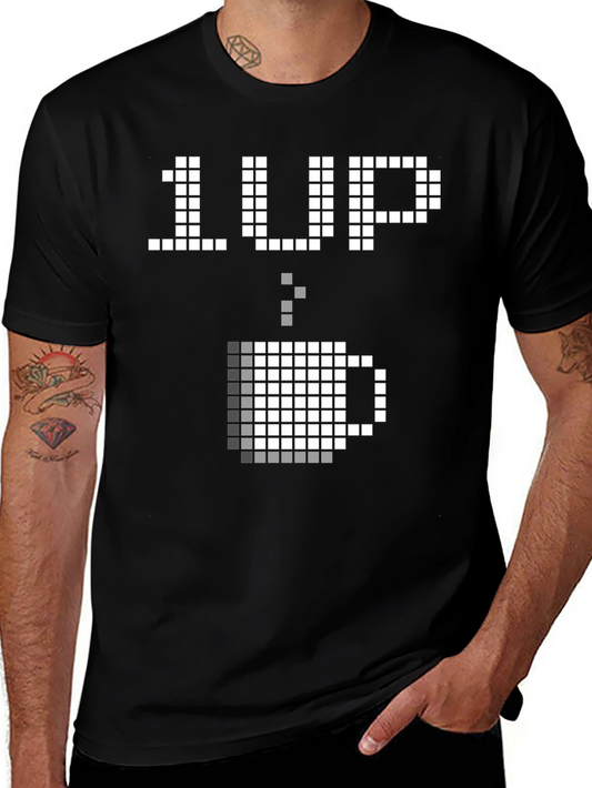 1 Up Coffee T-Shirt - Pixel Art Gamer Tee