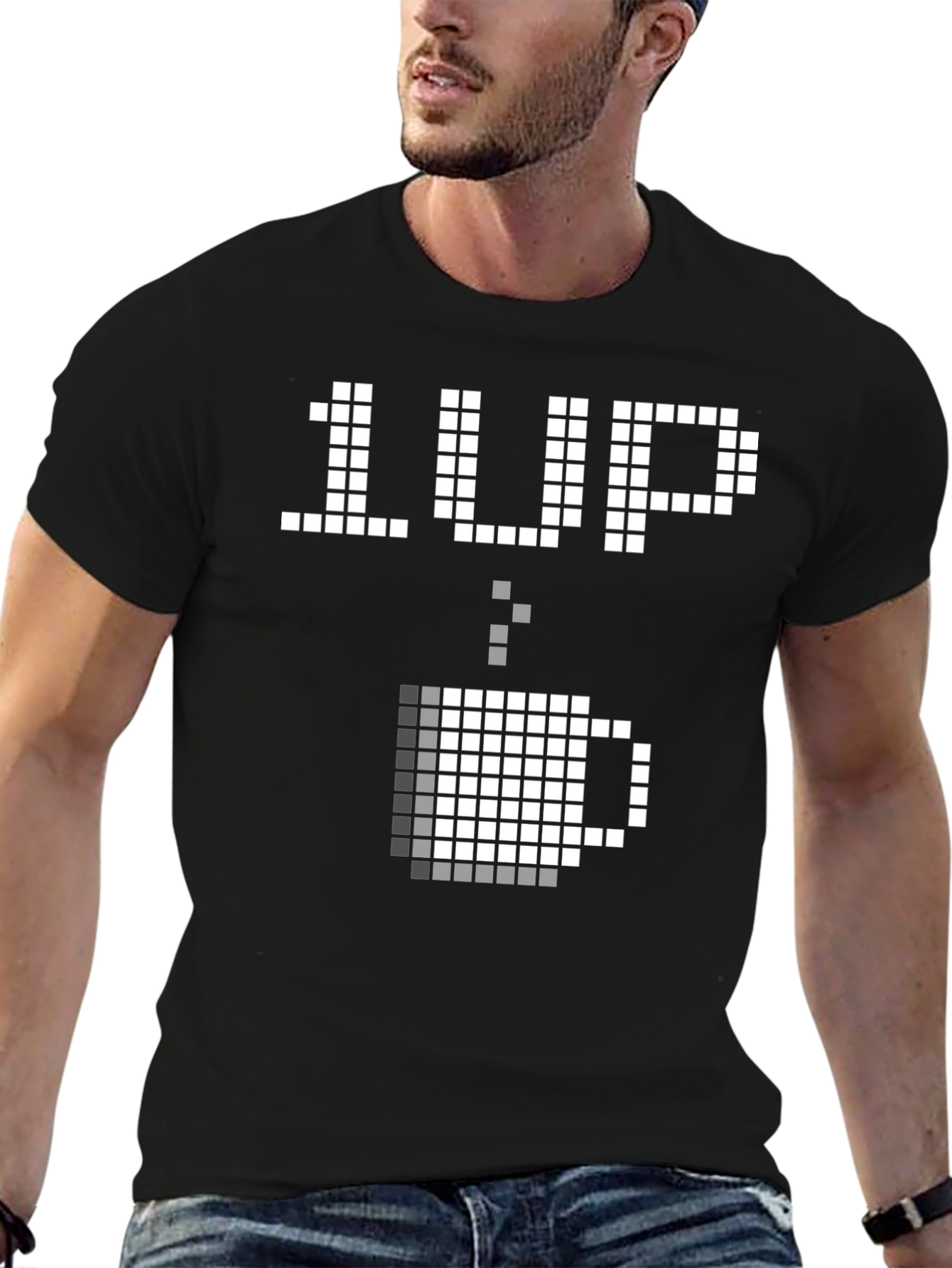 1 Up Coffee T-Shirt - Pixel Art Gamer Tee