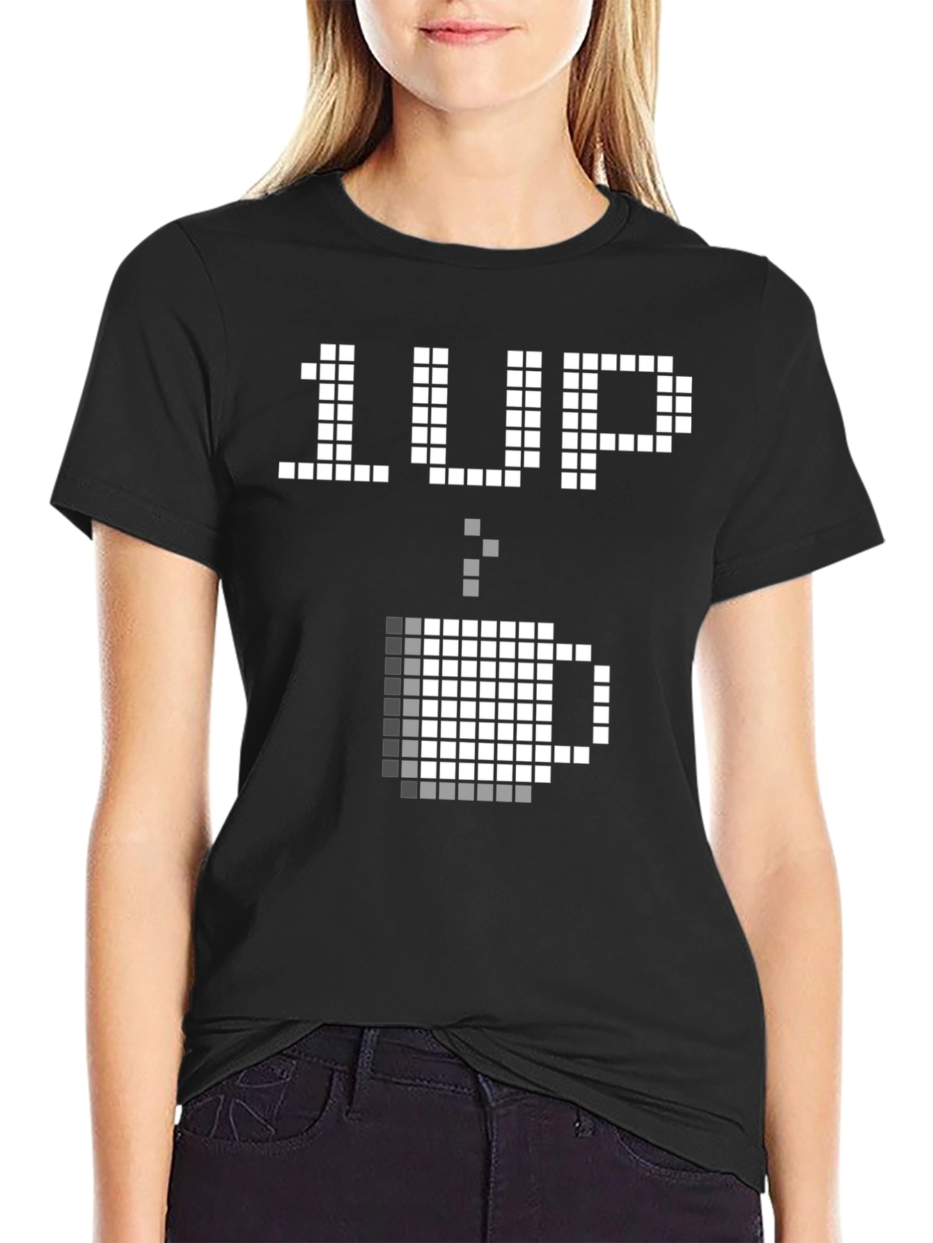 1 Up Coffee T-Shirt - Pixel Art Gamer Tee