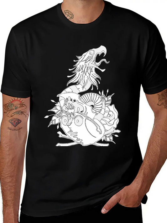 Tattoo Skull Snake Rose Eagle Mashup Essential Cotton Tee For Daily Outfits – Unisex Style