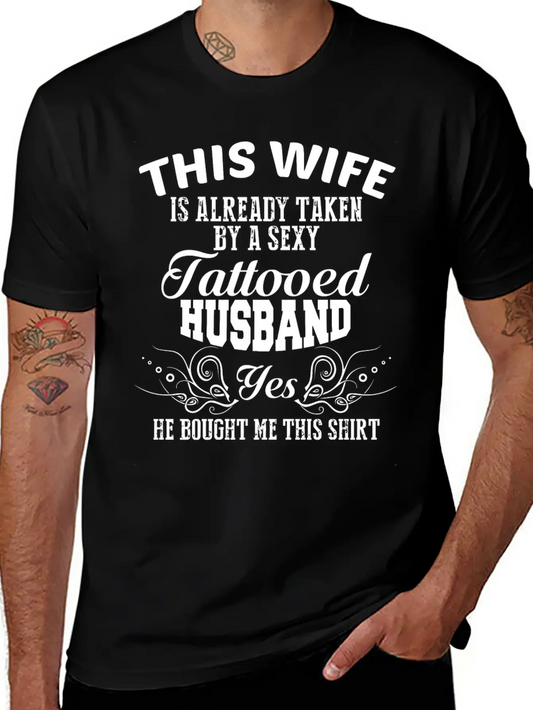 Tattooed Husband - Tattooed Husband T Shirt Lightweight Cotton T-Shirt – Daily Comfort Graphic Shirt