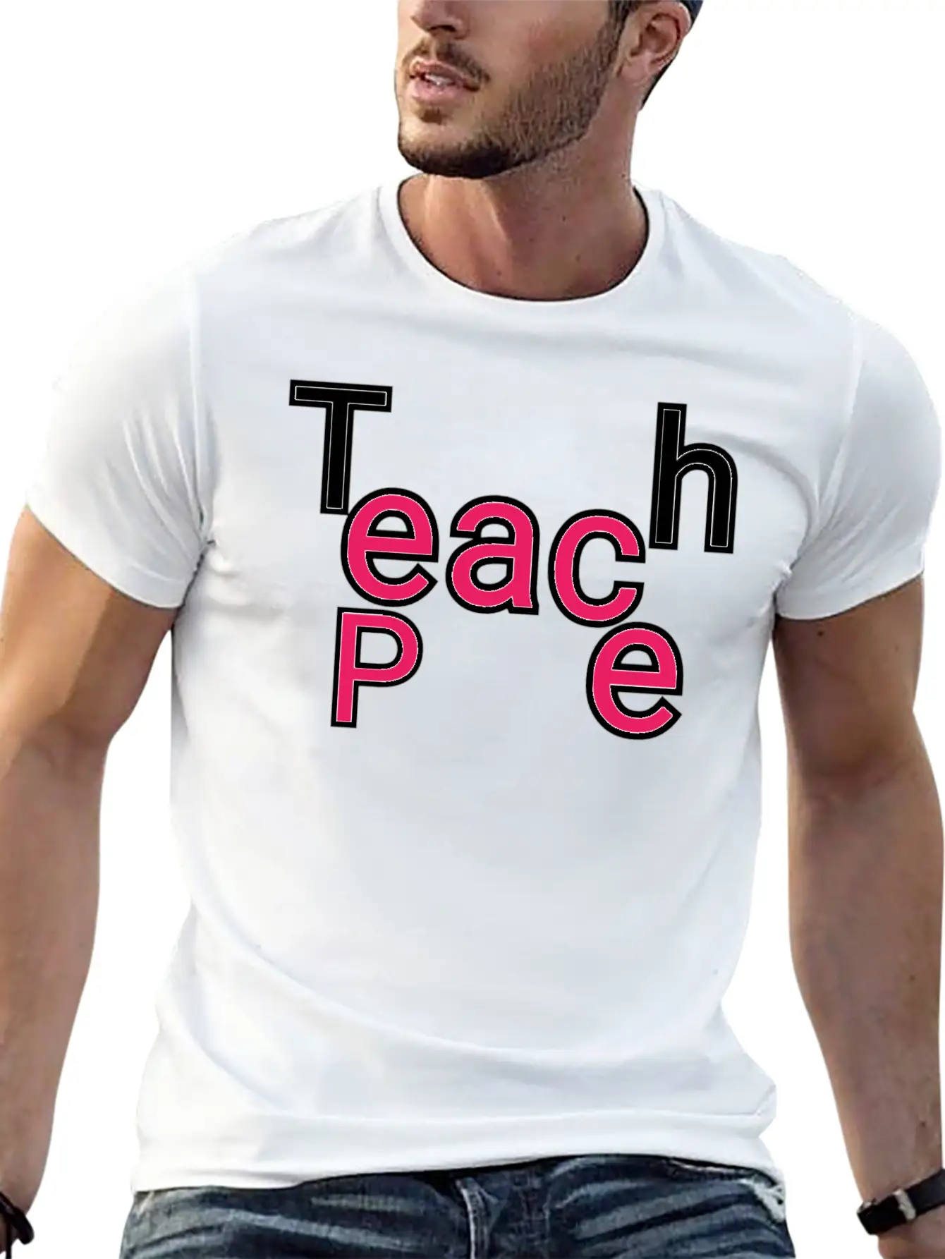 "Teach Peace: Spreading Harmony Through Design" Relaxed Everyday Tee – Lightweight And Durable Cotton