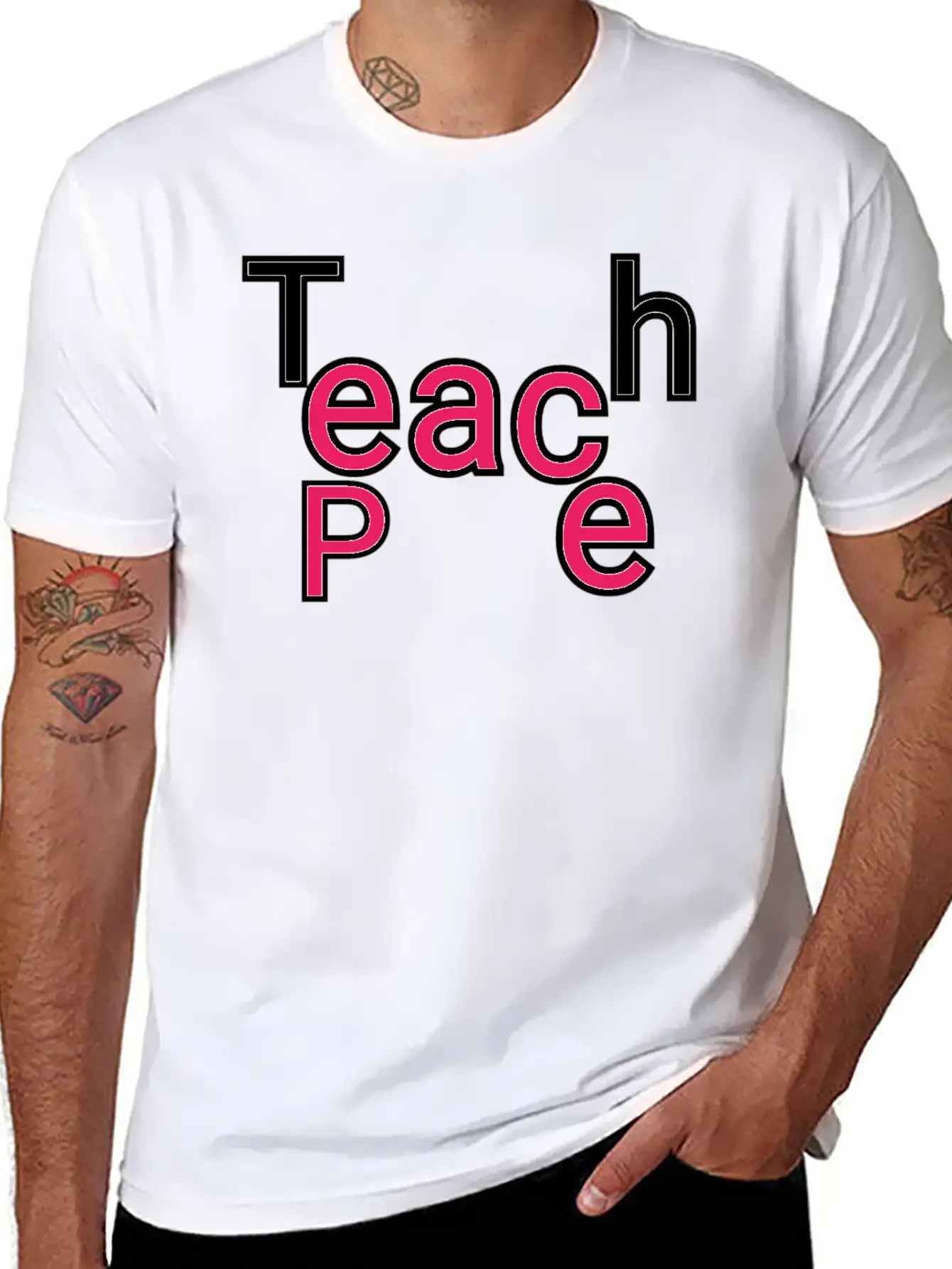 "Teach Peace: Spreading Harmony Through Design" Relaxed Everyday Tee – Lightweight And Durable Cotton