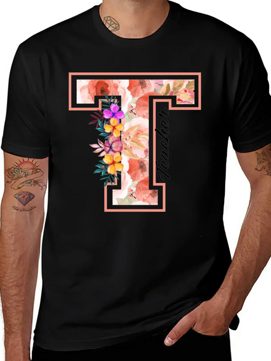 Teacher Floral Modern Fit Casual T-Shirt – Clean And Versatile Design