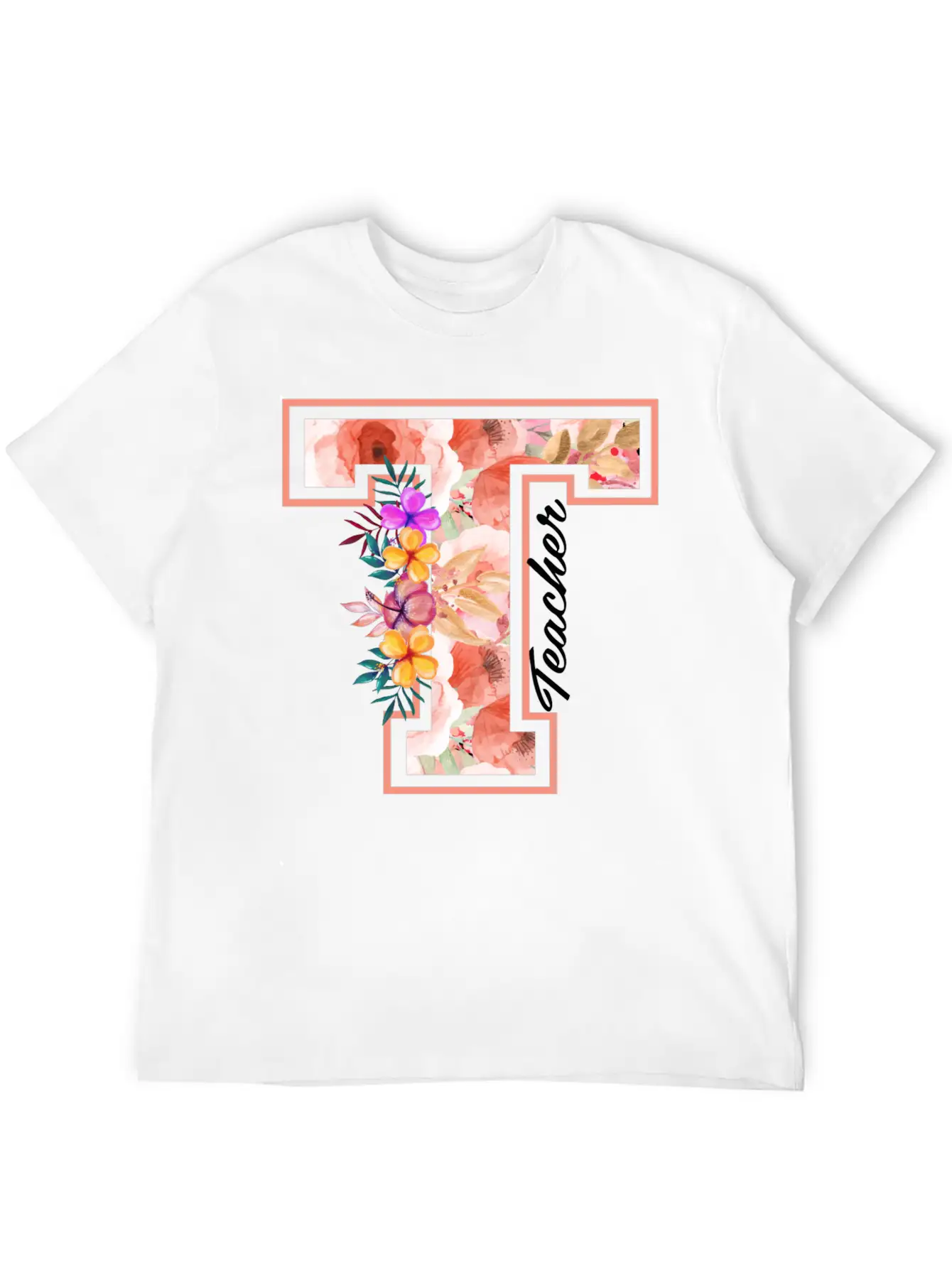 Teacher Floral Modern Fit Casual T-Shirt – Clean And Versatile Design