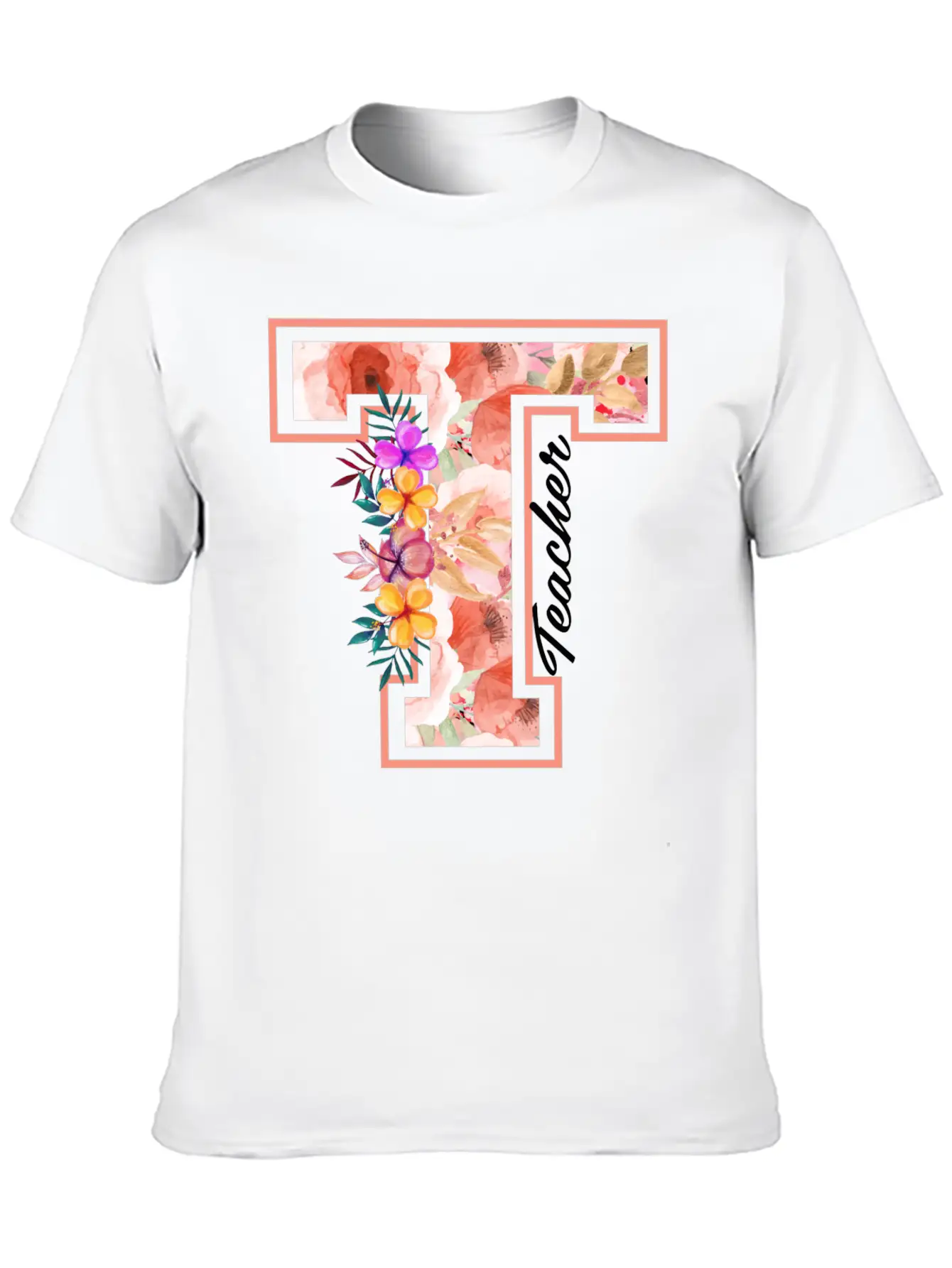 Teacher Floral Modern Fit Casual T-Shirt – Clean And Versatile Design