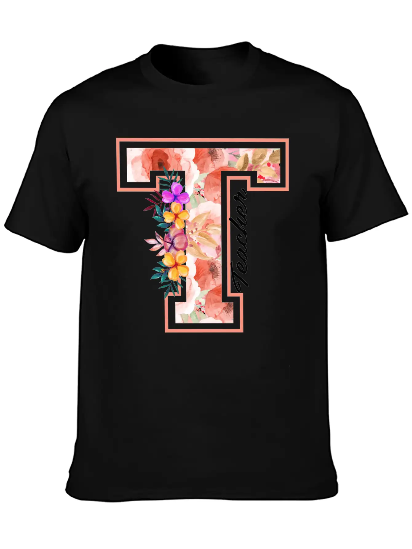 Teacher Floral Modern Fit Casual T-Shirt – Clean And Versatile Design