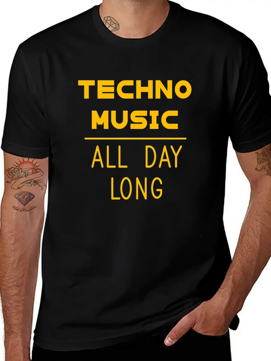 Techno Music All Day Long Electronic Dance Electro Unisex Casual T-Shirt – Clean Design For Daily Comfort