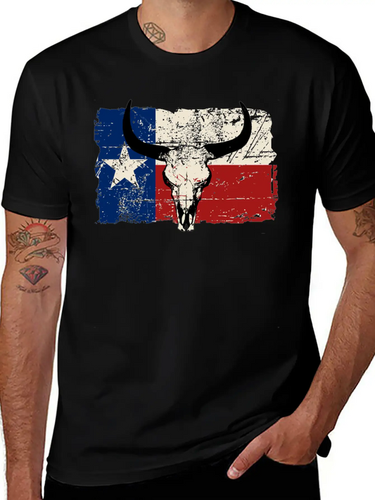 Texas Bull Flag - Vintage Look Lightweight Cotton T-Shirt – Daily Comfort Graphic Shirt