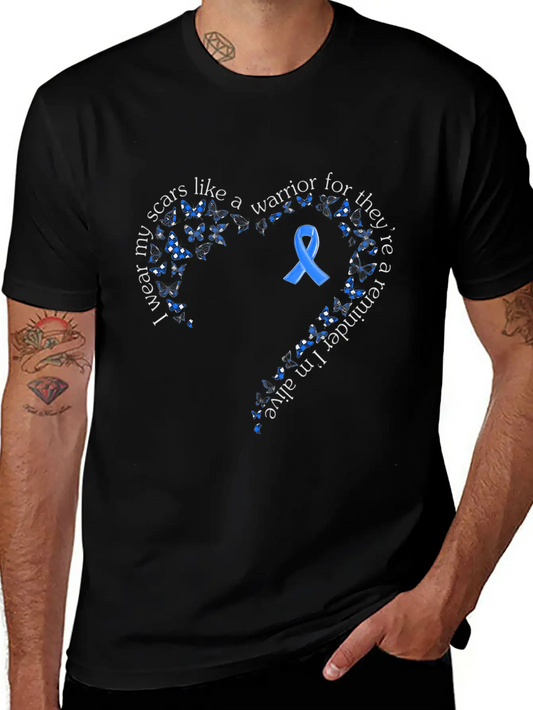 Tg Heart Butterfly Ribbon Colon Cancer Awareness Comfortable Minimalist Graphic Tee – Summer Style Essential
