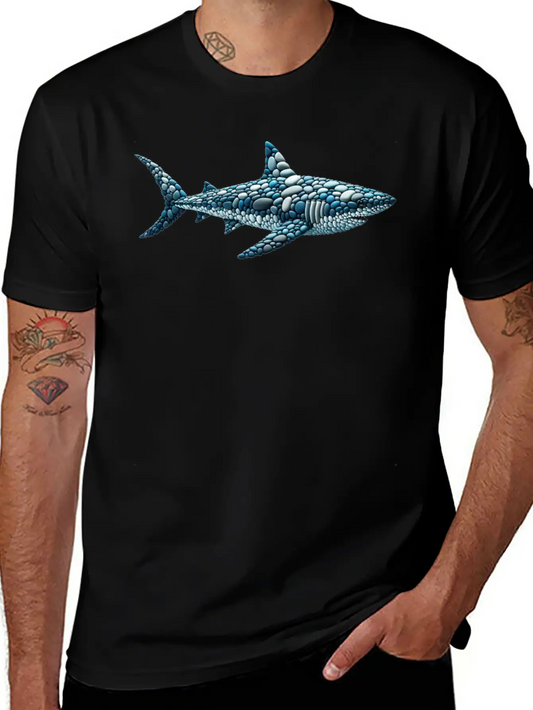 The Cobblestone Shark - A Great White In Pebbles Unisex Casual T-Shirt – Clean Design For Daily Comfort