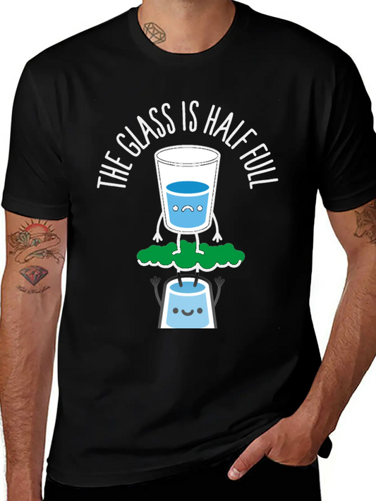 The Glass Is Half Full Psychology Psychologist Classic Fit Graphic Tee For Daily Comfort – Unisex Cotton Shirt