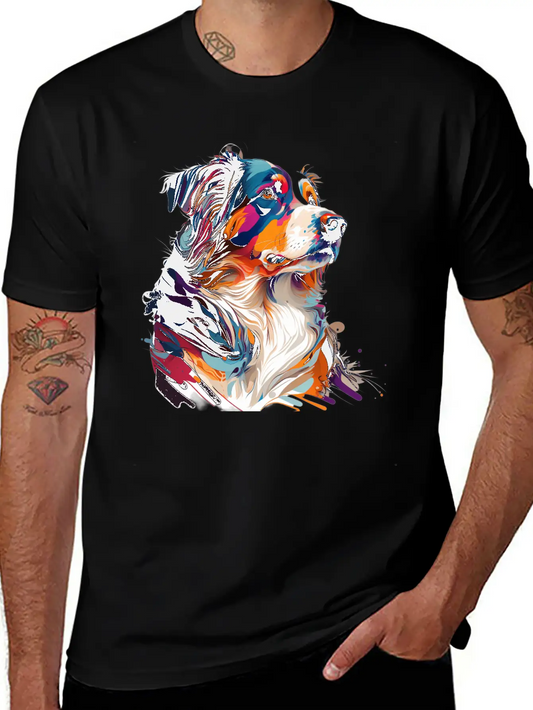 The Head And Neck Of A Colorful Pup: A Bold Dog Classic Fit Graphic Tee For Daily Comfort – Unisex Cotton Shirt