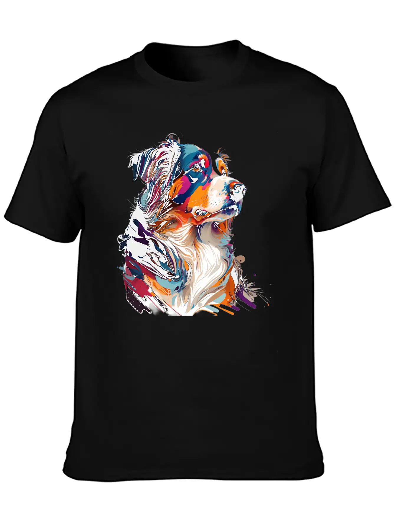 The Head And Neck Of A Colorful Pup: A Bold Dog Classic Fit Graphic Tee For Daily Comfort – Unisex Cotton Shirt