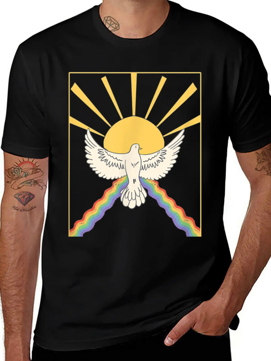 The Holy Spirit Cute Modern Dove And Rainbow Desig Modern Fit Casual T-Shirt – Clean And Versatile Design