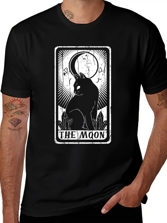 The Moon Witch Tarot Card Occult Cat Gothic Lightweight Cotton T-Shirt – Daily Comfort Graphic Shirt