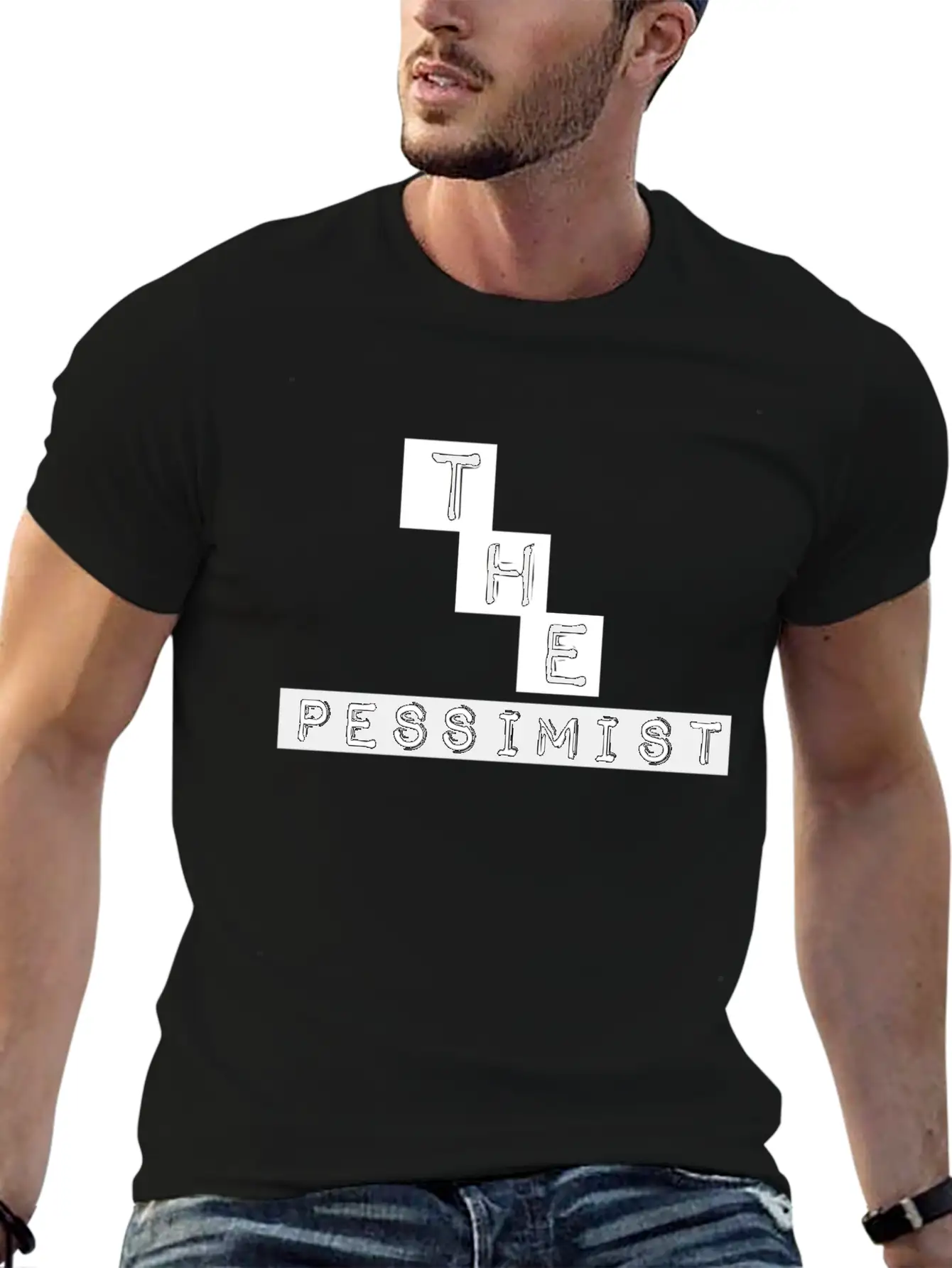 "The Pessimist" Abstract Design Basic Graphic T-Shirt – Daily Comfort In Soft Cotton