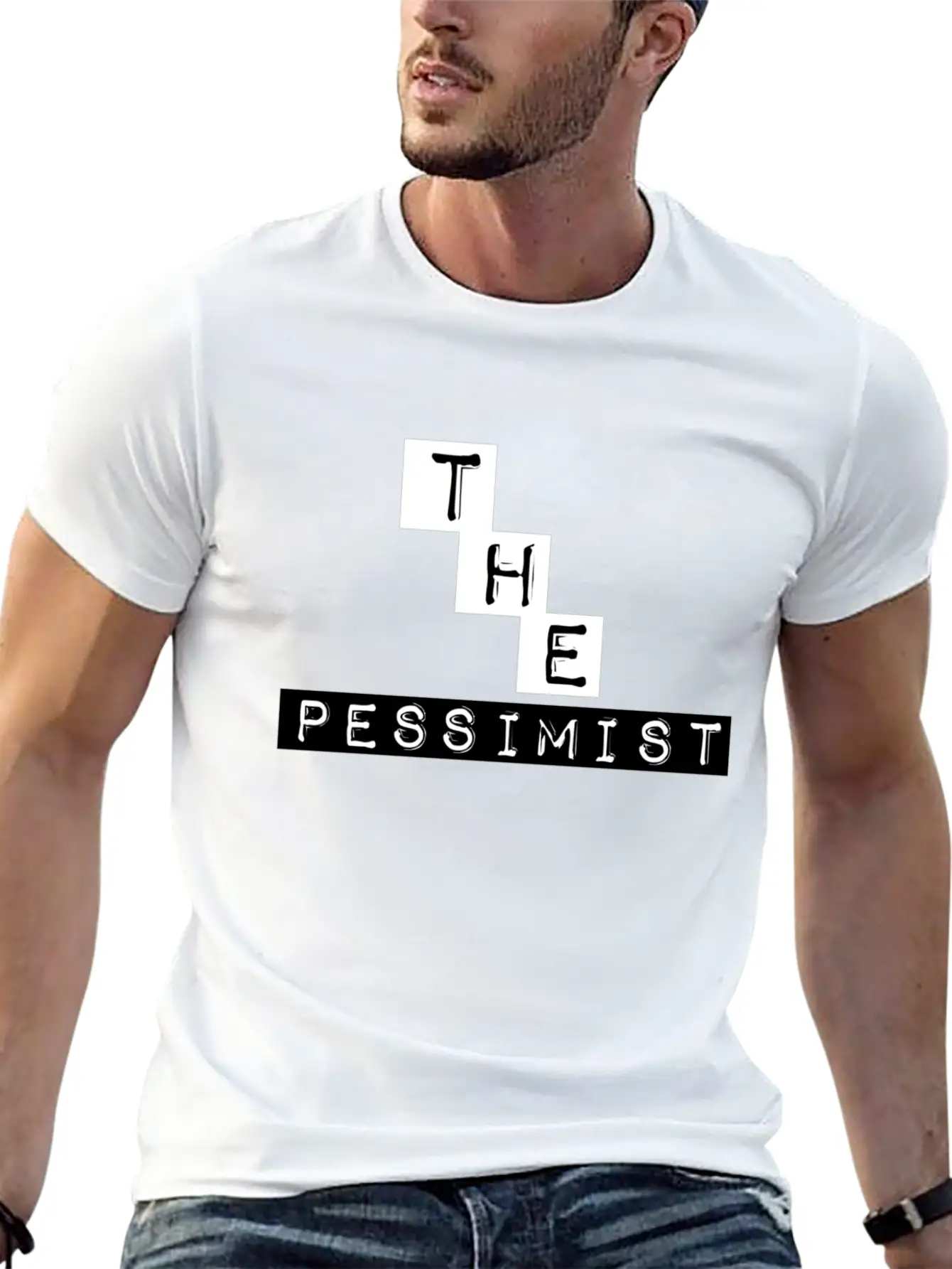 "The Pessimist" Abstract Design Basic Graphic T-Shirt – Daily Comfort In Soft Cotton