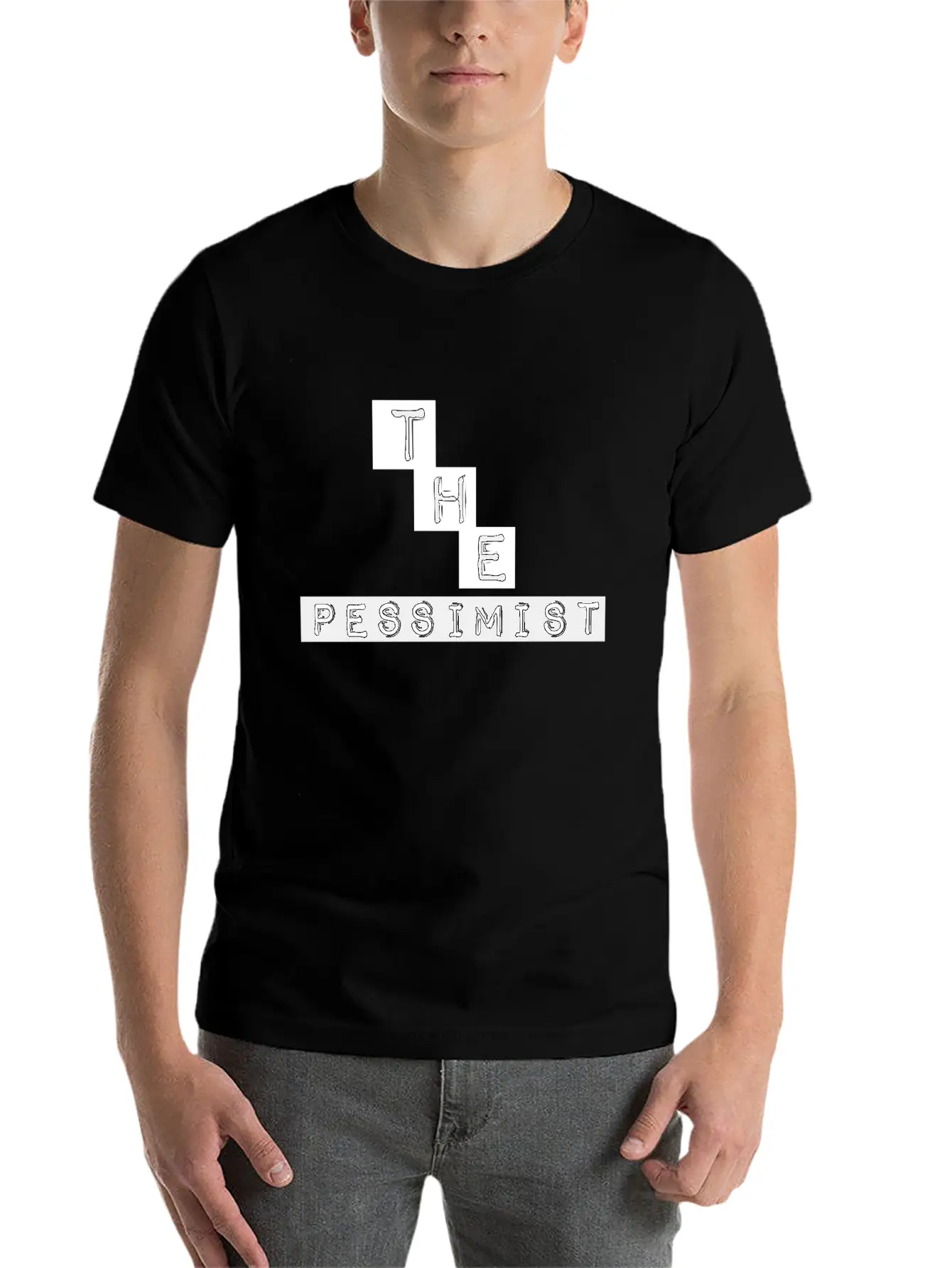 "The Pessimist" Abstract Design Basic Graphic T-Shirt – Daily Comfort In Soft Cotton