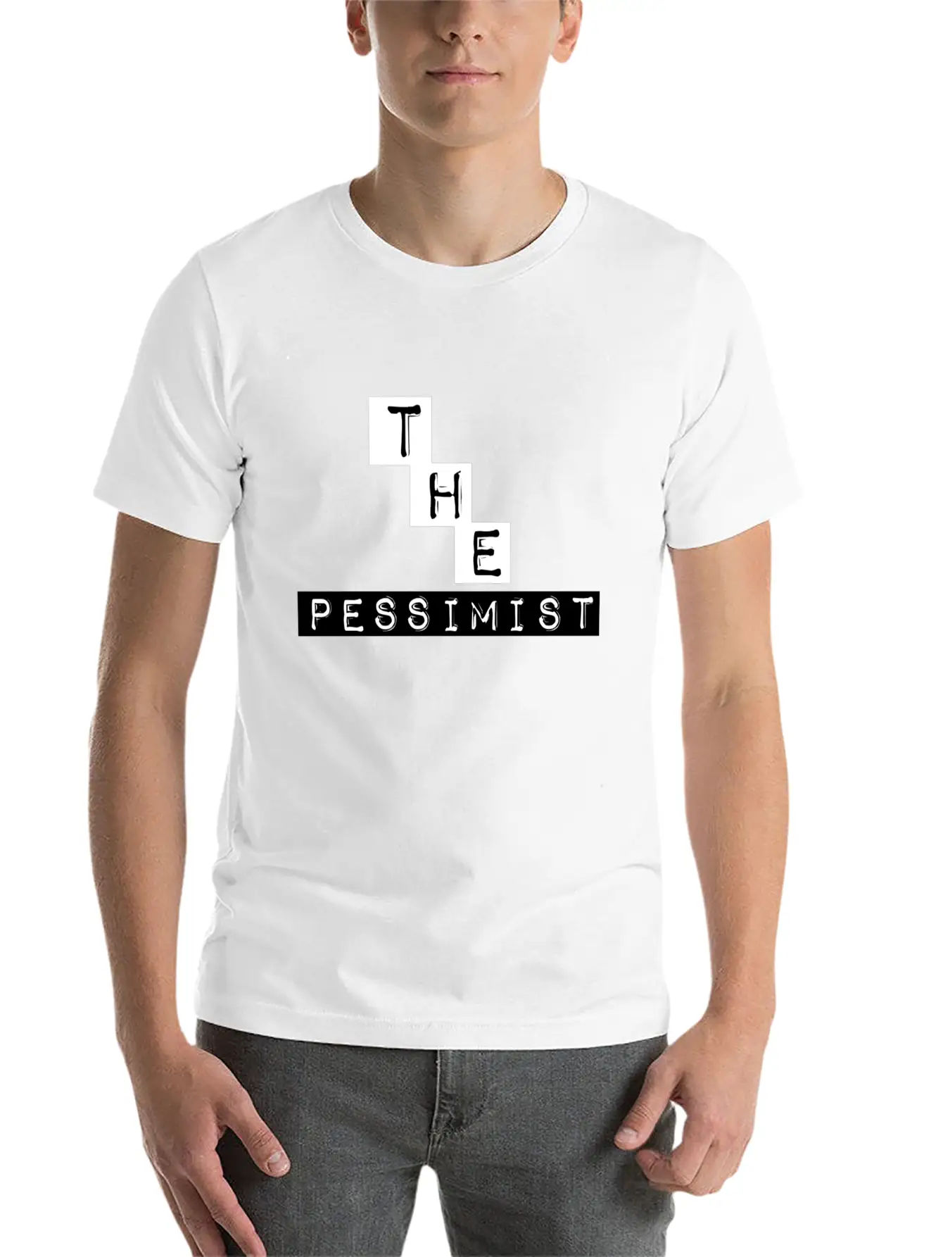 "The Pessimist" Abstract Design Basic Graphic T-Shirt – Daily Comfort In Soft Cotton