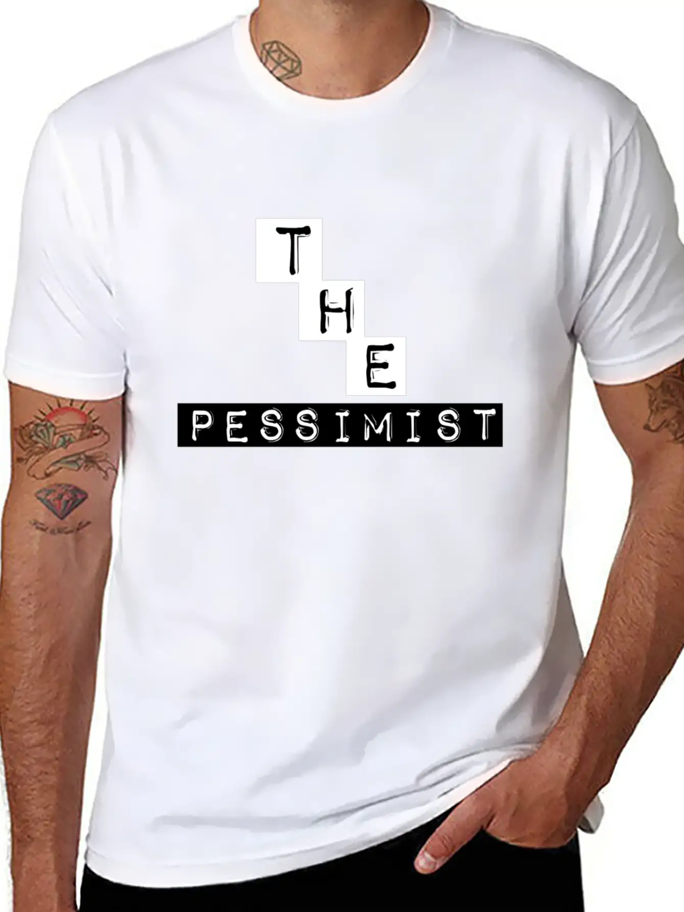 "The Pessimist" Abstract Design Basic Graphic T-Shirt – Daily Comfort In Soft Cotton