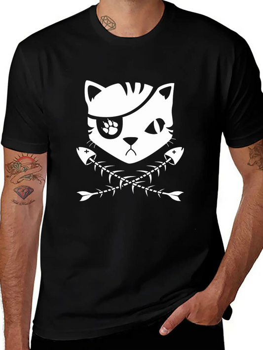 The Pirate Flag Cat Modern Fit Casual T-Shirt – Clean And Versatile Design