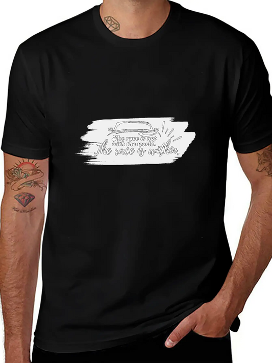 The Race Is Within Classic Fit Graphic Tee For Daily Comfort – Unisex Cotton Shirt