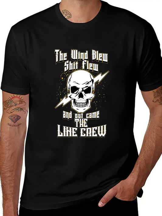 The Wind Blew And Out Came The Line Crew Essential Basic Graphic T-Shirt – Daily Comfort In Soft Cotton