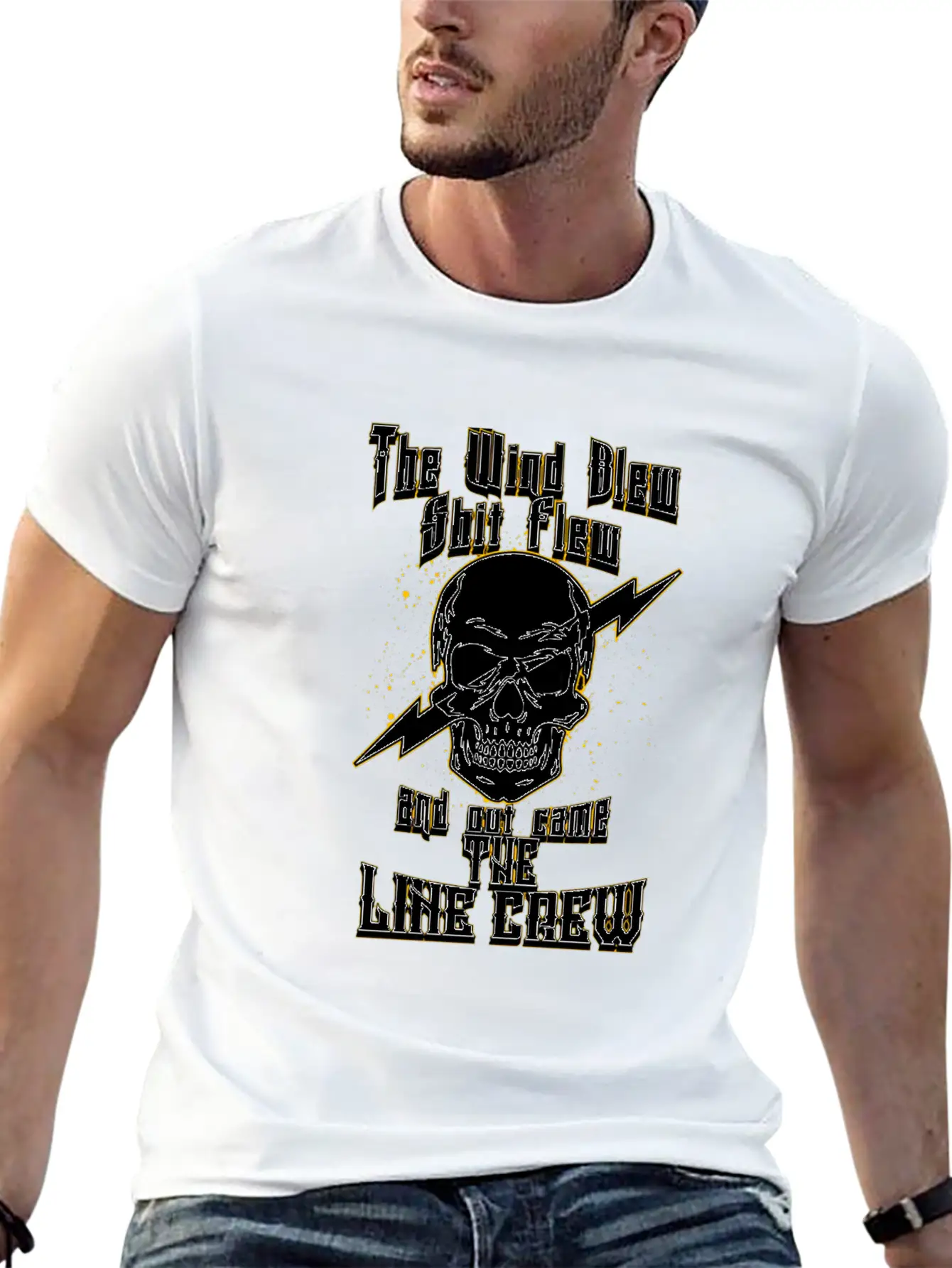 The Wind Blew And Out Came The Line Crew Essential Basic Graphic T-Shirt – Daily Comfort In Soft Cotton