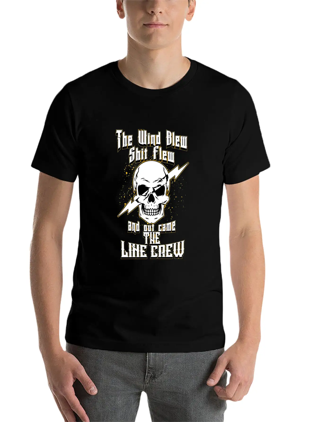 The Wind Blew And Out Came The Line Crew Essential Basic Graphic T-Shirt – Daily Comfort In Soft Cotton