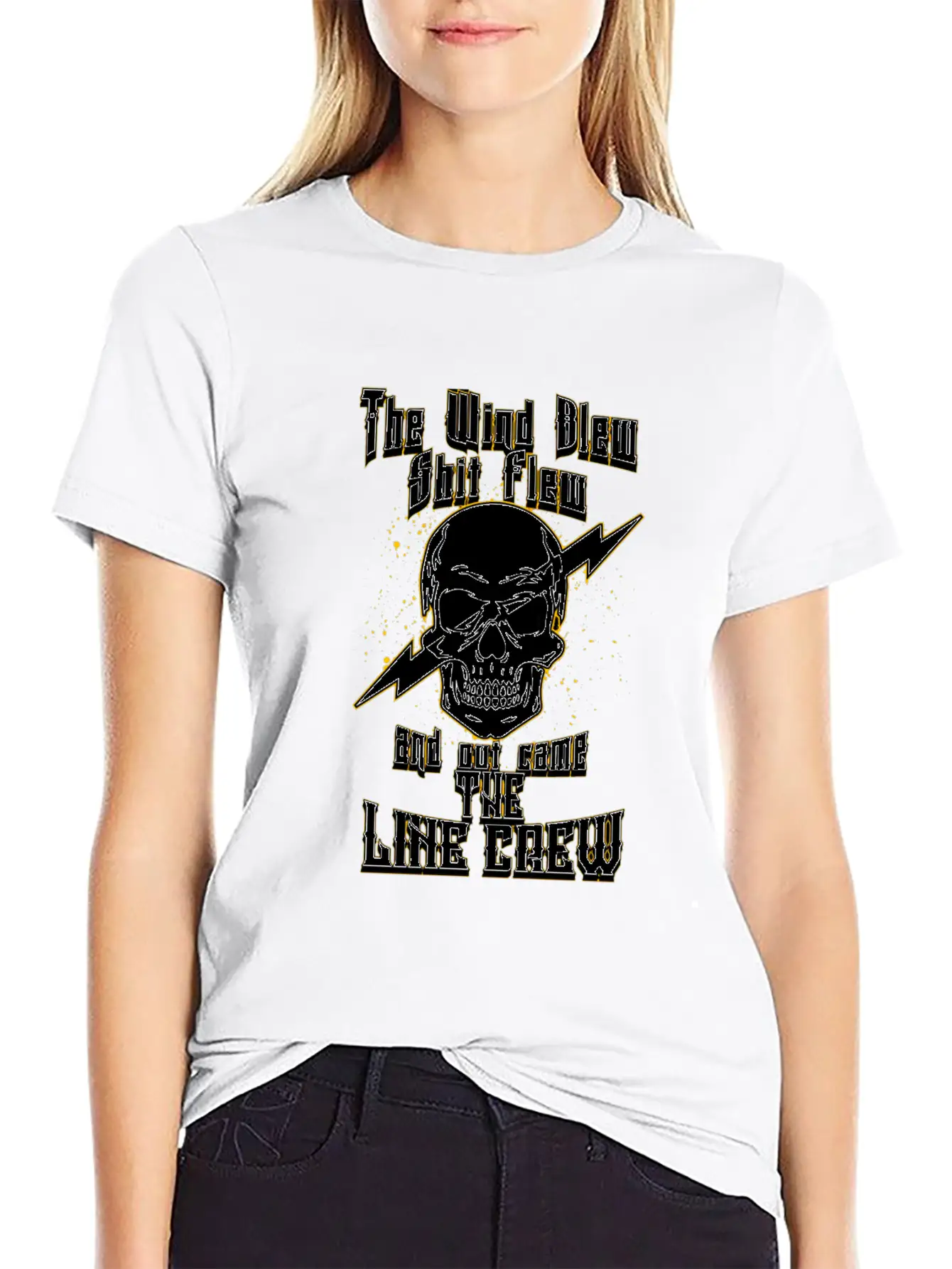 The Wind Blew And Out Came The Line Crew Essential Basic Graphic T-Shirt – Daily Comfort In Soft Cotton