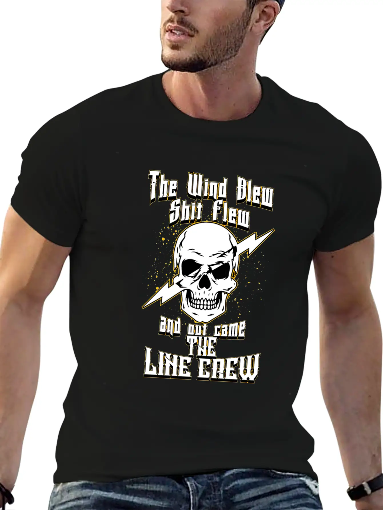 The Wind Blew And Out Came The Line Crew Essential Basic Graphic T-Shirt – Daily Comfort In Soft Cotton