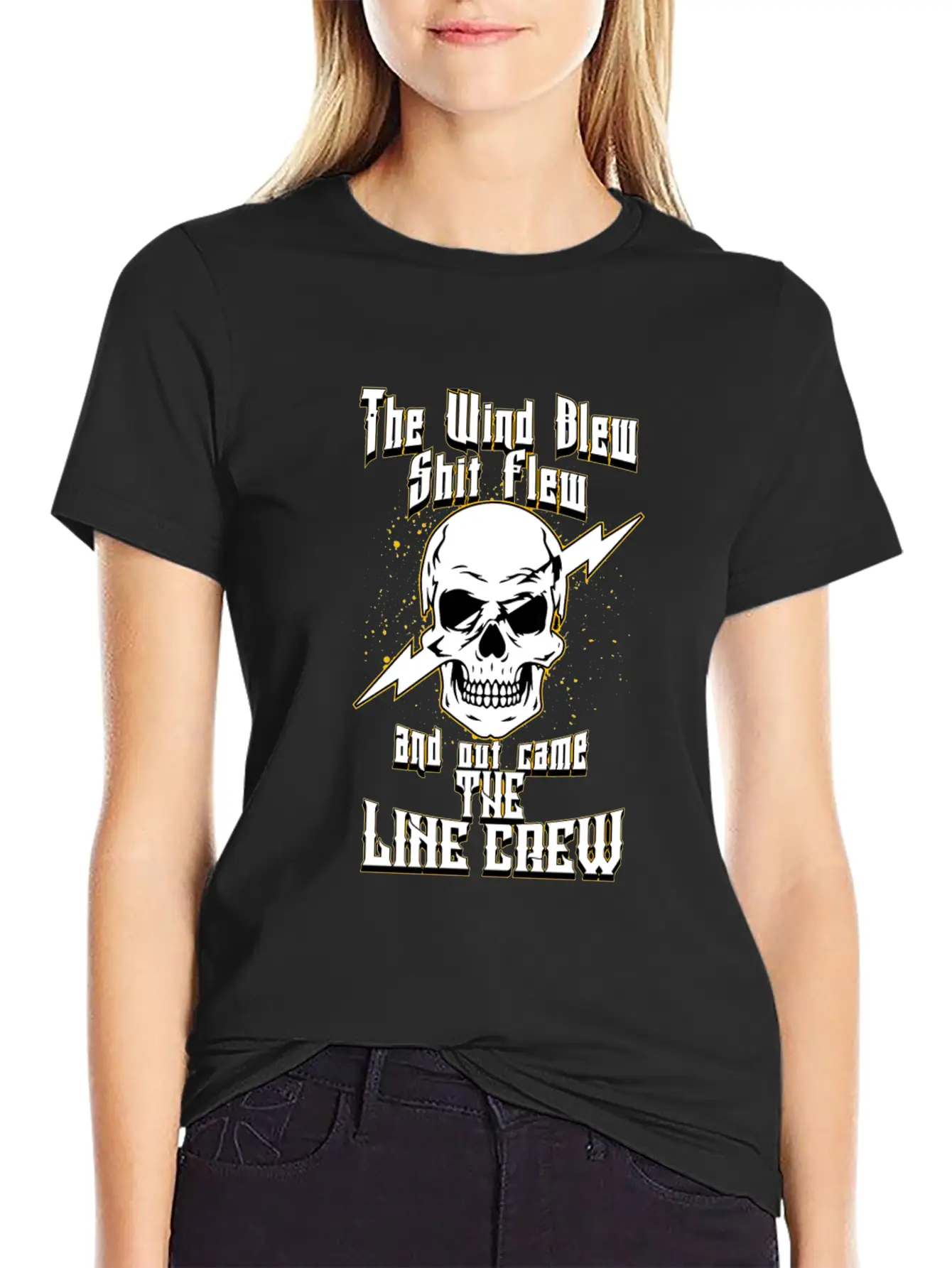 The Wind Blew And Out Came The Line Crew Essential Basic Graphic T-Shirt – Daily Comfort In Soft Cotton