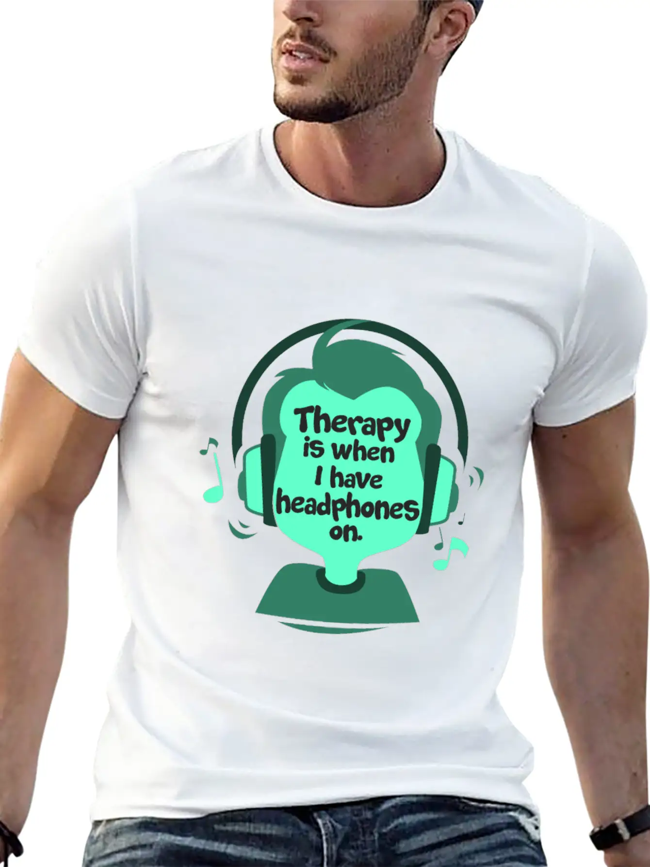 Therapy Is When I Have Headphones On Music Lightweight Cotton T-Shirt – Daily Comfort Graphic Shirt