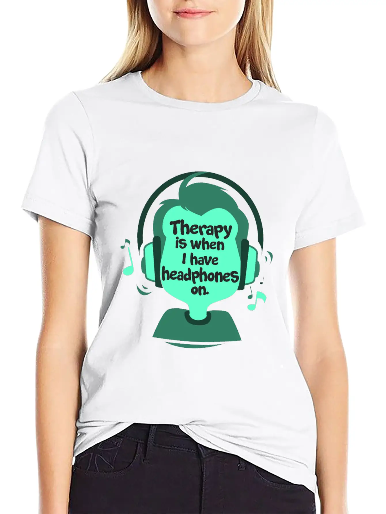 Therapy Is When I Have Headphones On Music Lightweight Cotton T-Shirt – Daily Comfort Graphic Shirt