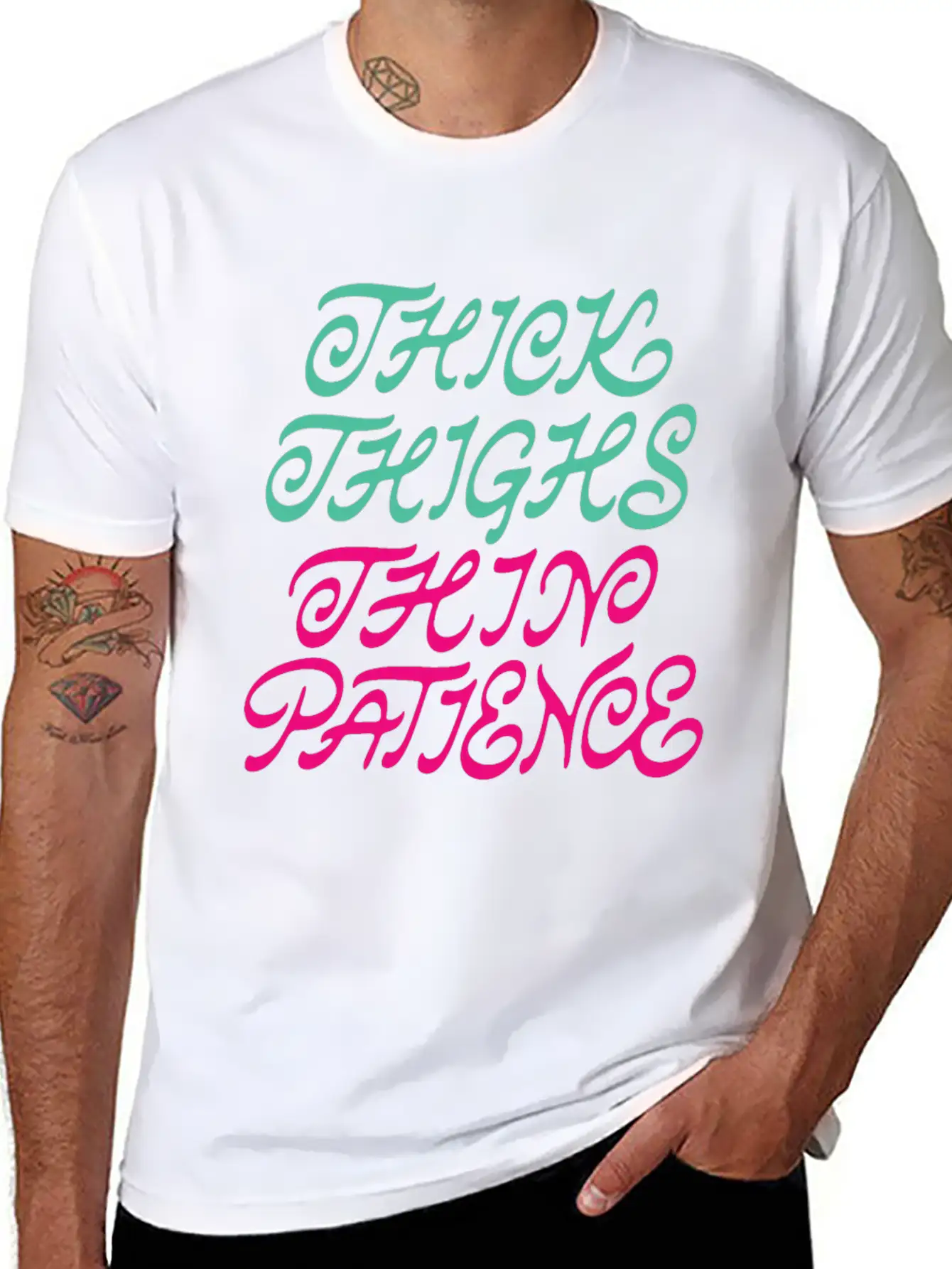 Thick Thighs Thin Patience Lightweight Cotton T-Shirt – Daily Comfort Graphic Shirt