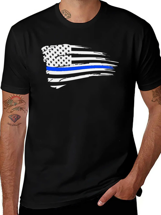 Thin Blue Line Flag Unisex Casual T-Shirt – Clean Design For Daily Comfort