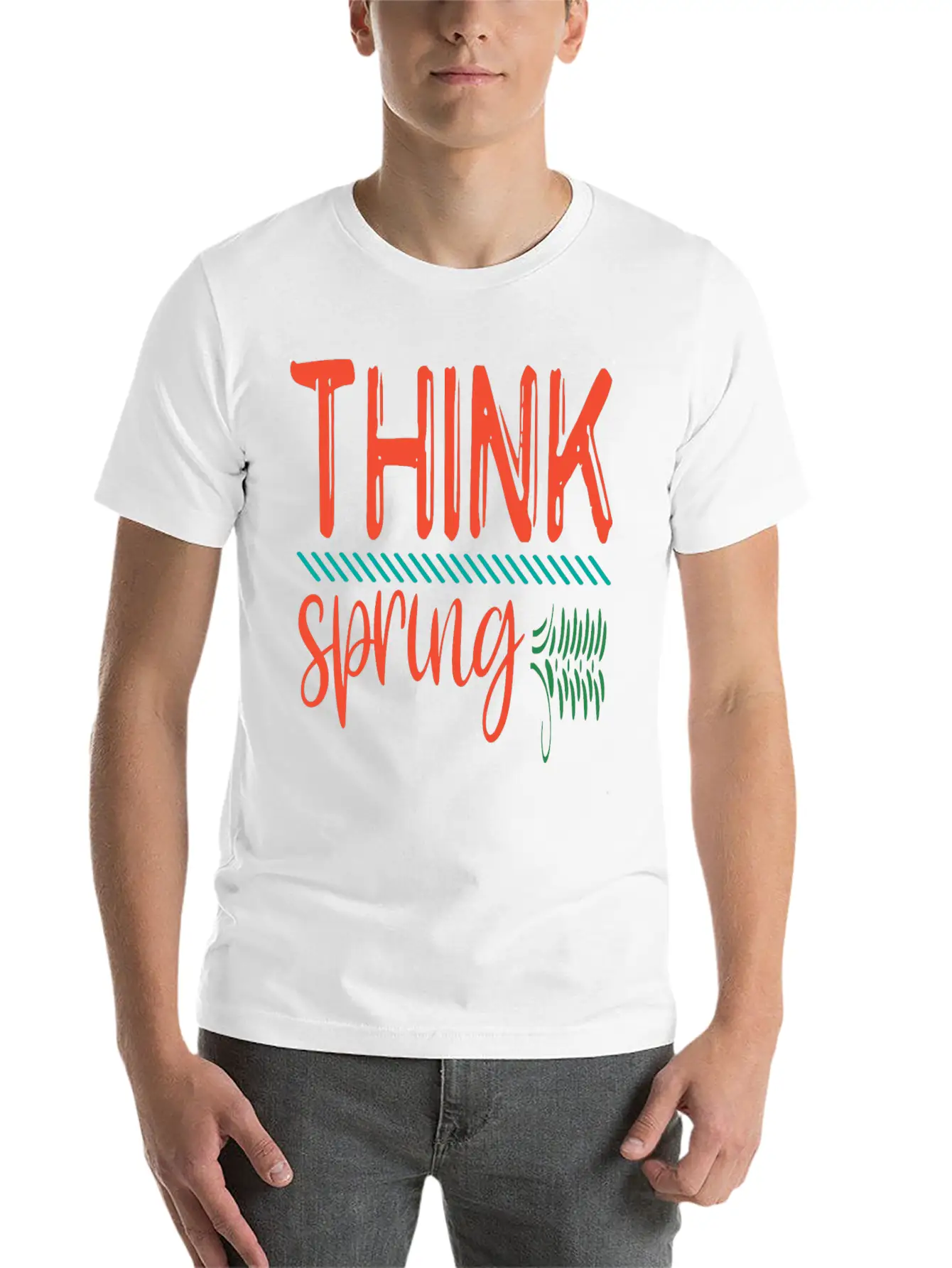 Think Spring, Colorful Spring Stylish Everyday T-Shirt – Unisex Basic Cotton Tee
