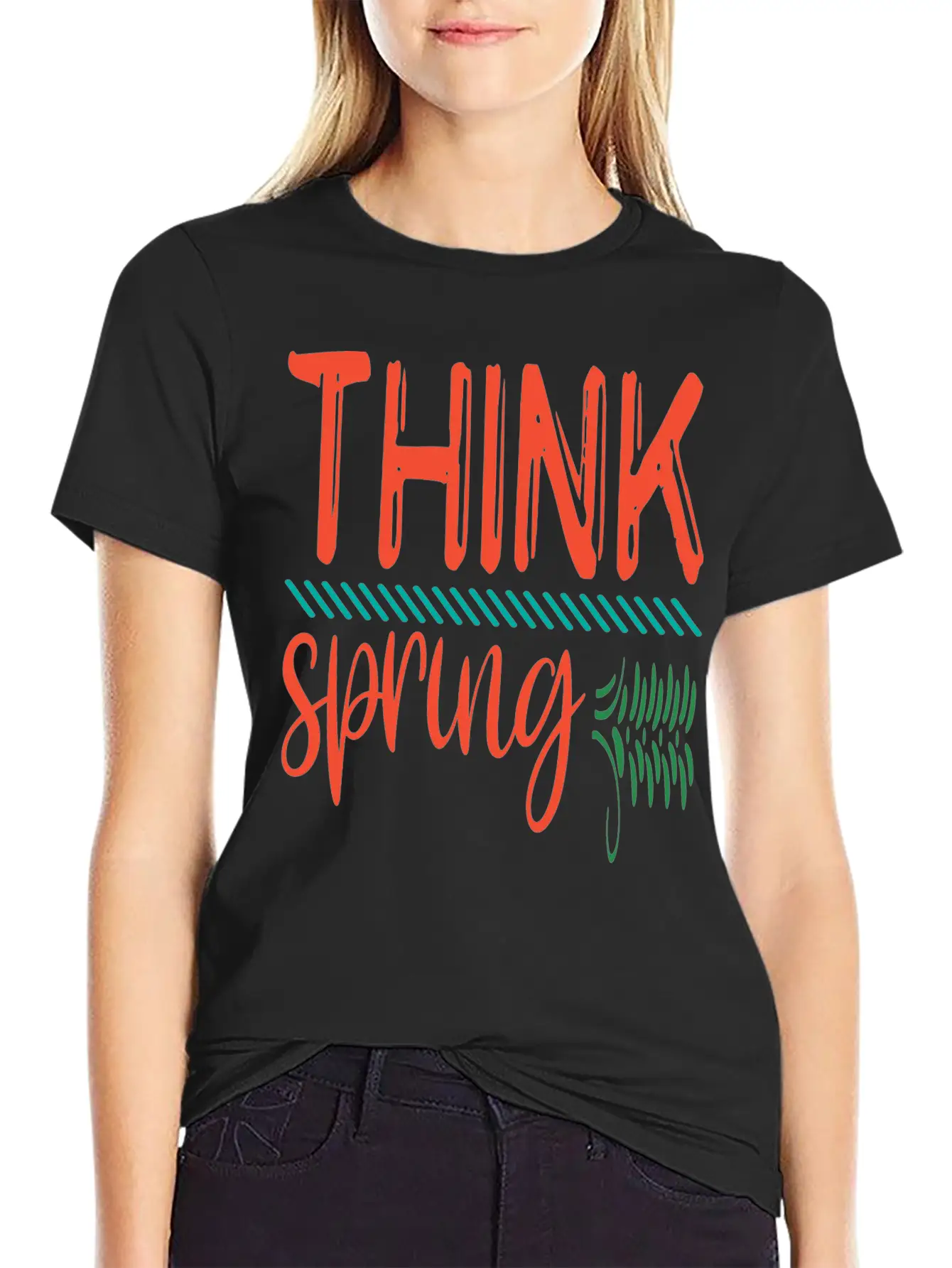 Think Spring, Colorful Spring Stylish Everyday T-Shirt – Unisex Basic Cotton Tee