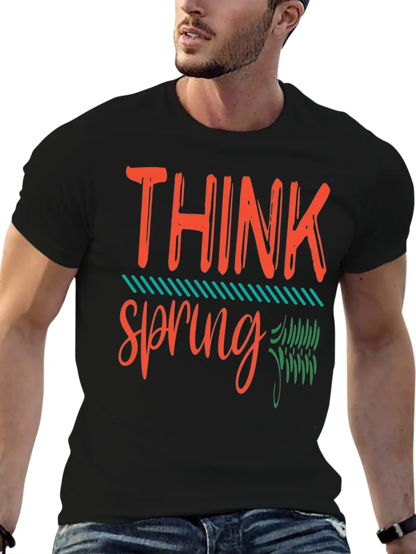 Think Spring, Colorful Spring Stylish Everyday T-Shirt – Unisex Basic Cotton Tee